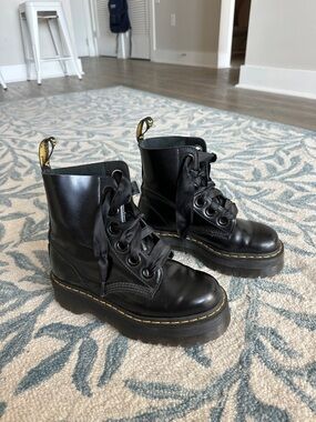 Dr. Martens Black Leather Platform Combat Boots